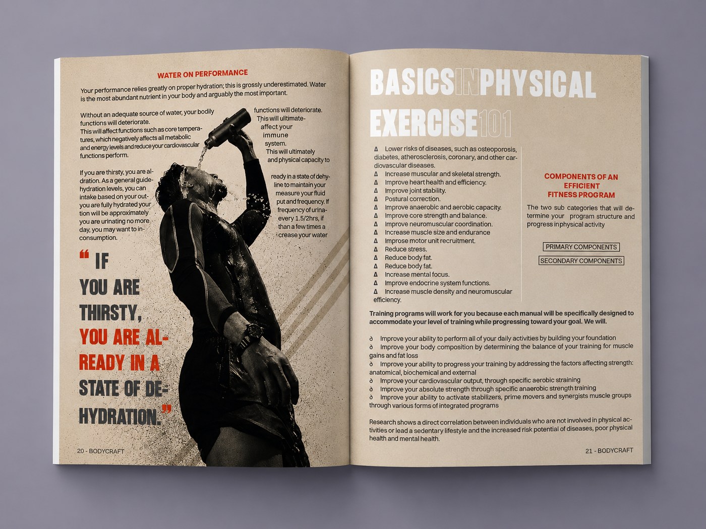BodyCraft spread: hydration and the basics of physical exercise