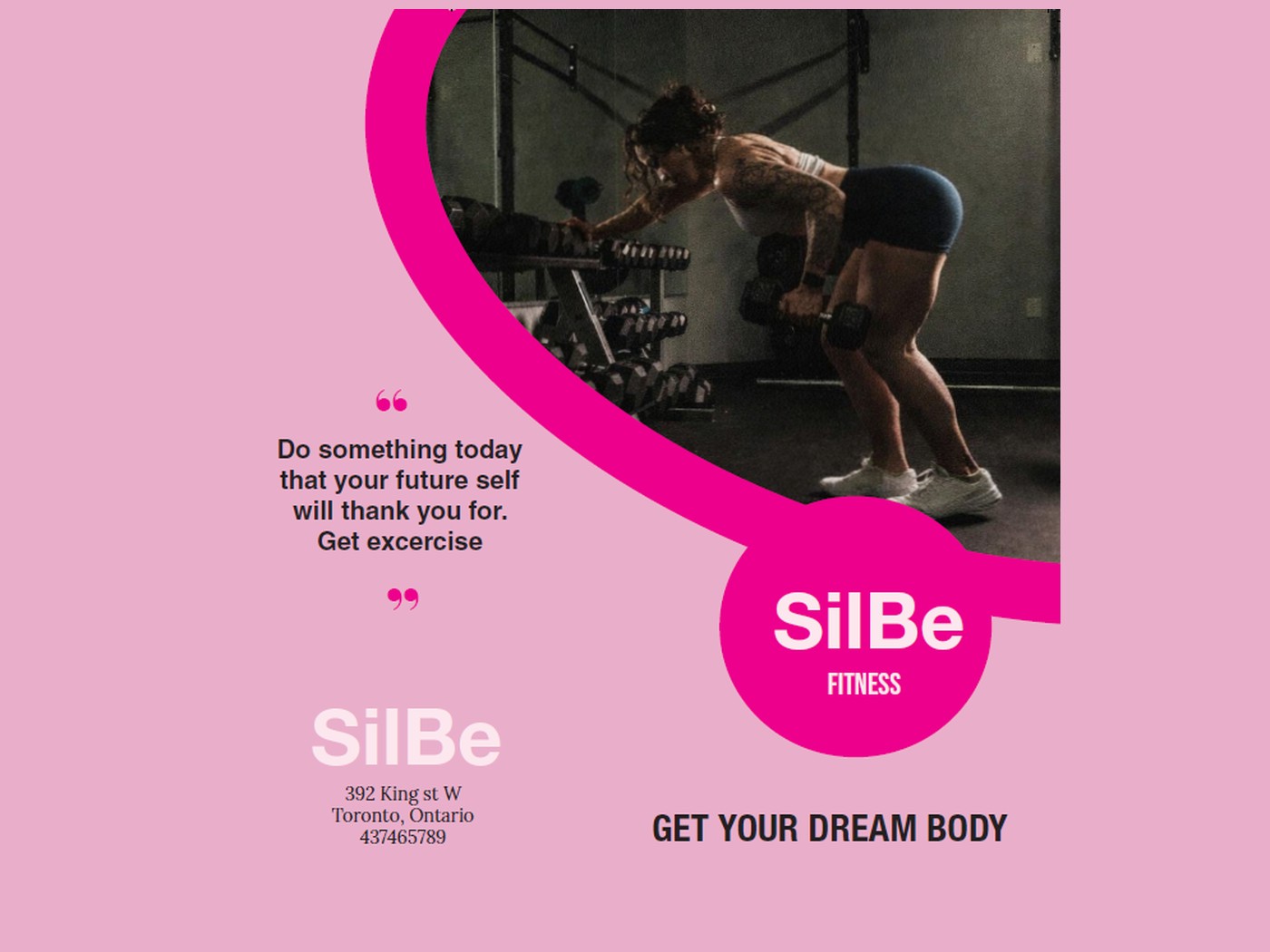 SilBe Fitness trifold cover panel, close up