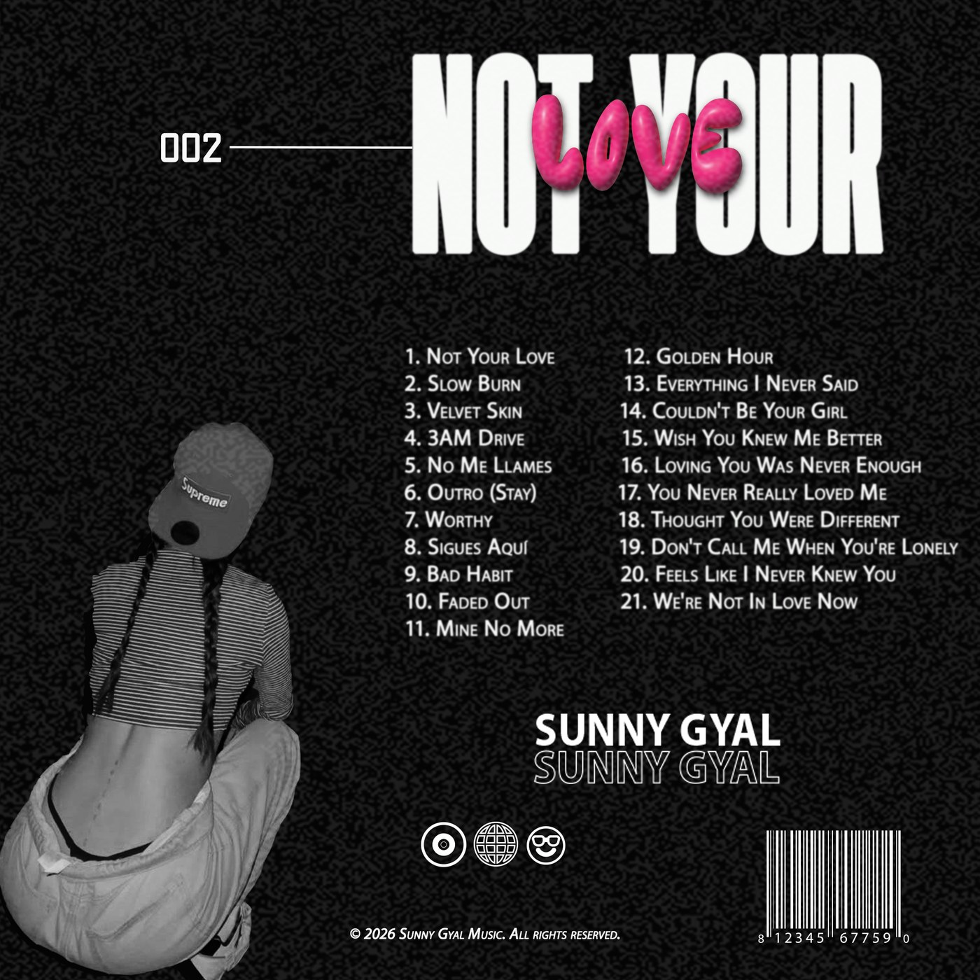 Sunny Gyal album back cover with track listing